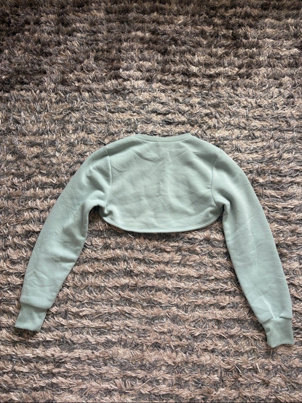 Cropped Sage Green Long Sleeve Shrug Crop Cardigan Size S - Picture 3 of 6